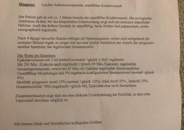 Bild zu Kann mir jemands Spermiogramm erklären?? - Kinderwunsch - was tun, um schwanger zu werden?