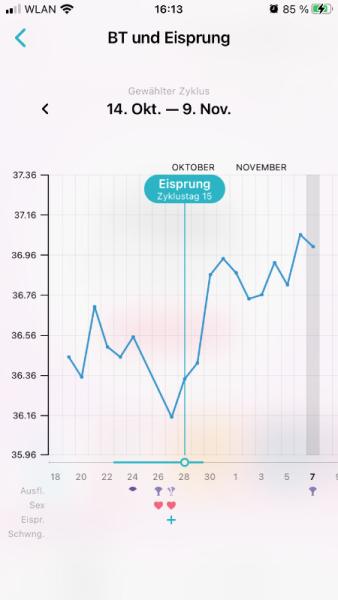 Bild zu Basaltemperaturkurve, hat es geklappt? - Kinderwunsch - was tun, um schwanger zu werden?