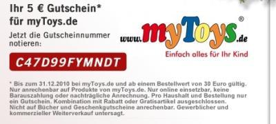 Bild zu 5,00 Euro-Gutschein myToys für Bestandskunden - Sparforum - Forum rund ums Sparen