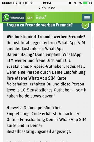 Bild zu Wer mag mich werben für die neue whats App sim Karte - Sparforum - Forum rund ums Sparen