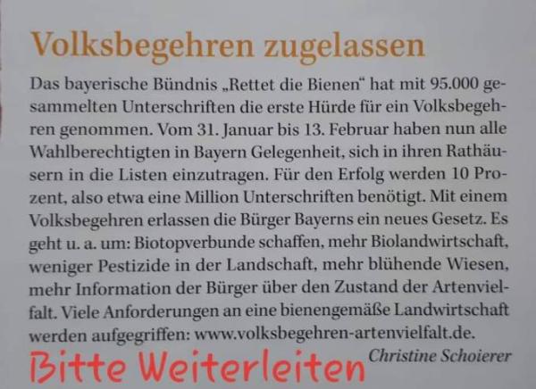 Bild zu an die bayern... Artenvielfalt schützen! bitte eintragen gehen! - Aktuelles