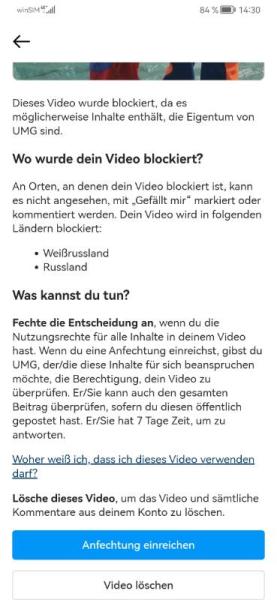 Bild zu Instragram blockiert Video... Warum? - Aktuelles