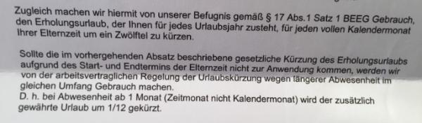 Bild zu Kürzung Urlaub Elternzeit - Finanzen, Recht und Versicherung