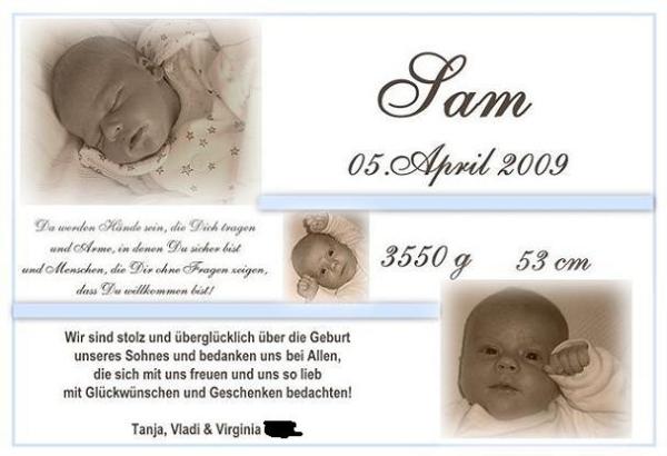 Bild zu uns. Danksagungskarte, 1 - Forum für März - Mamis
