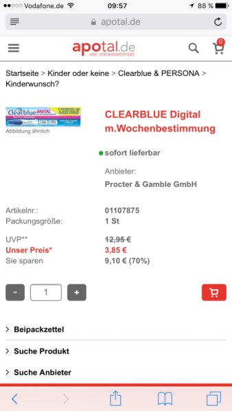 Bild zu An alle Hibbelnden: Clearblue mit Wochenbestimmung für 3,85€ - Forum für August - Mamis