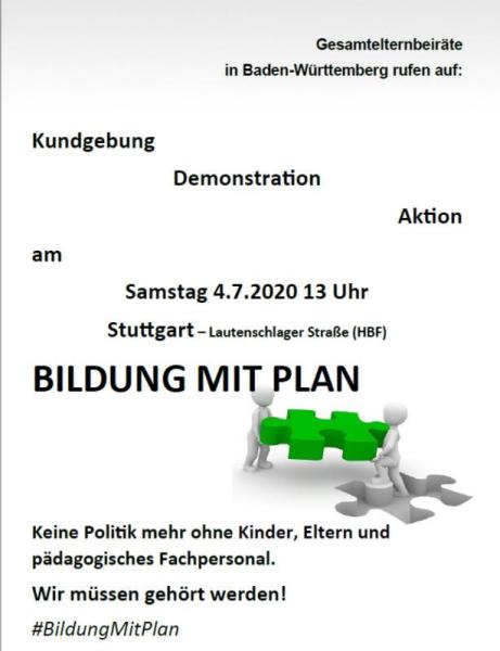 Bild zu Demo des Gesamtelternbeirats BaWü in Stuttgart... - Coronavirus - Schwangerschaft, Baby, Kinder und Familie
