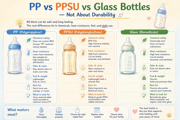 Bild zu PP, PPSU oder Glas? Babyflaschen im Vergleich – es geht nicht nur um Stabilität - Babypflege - so pflegen Sie Ihr Baby richtig