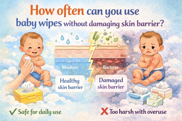 Bild zu How often can you use baby wipes without damaging skin barrier - Babypflege - so pflegen Sie Ihr Baby richtig