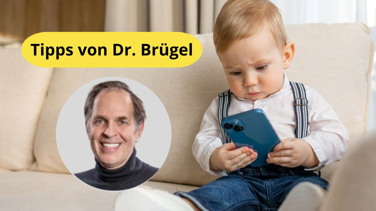 collage baby mit handy und text