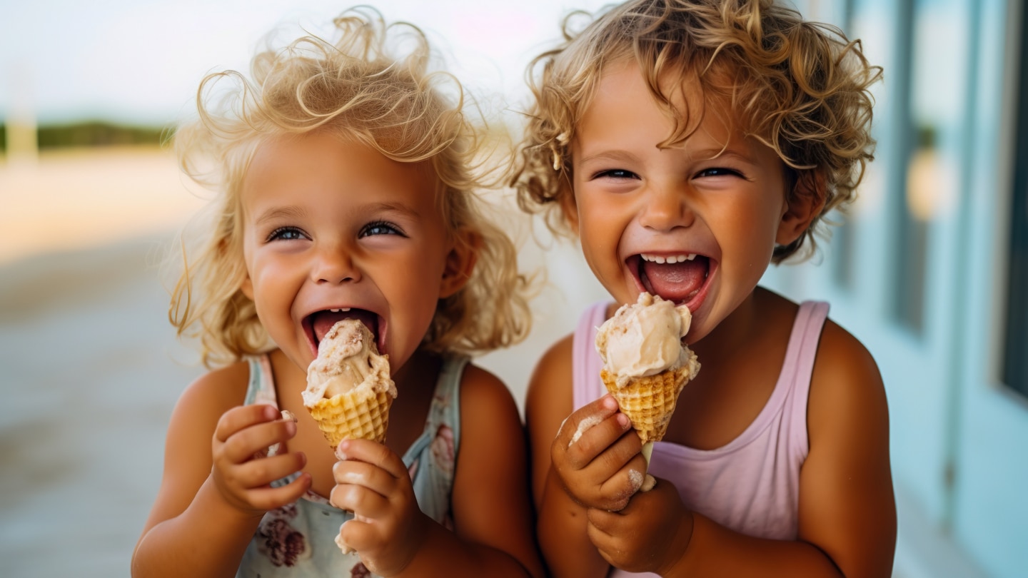 Kinder essen Eis