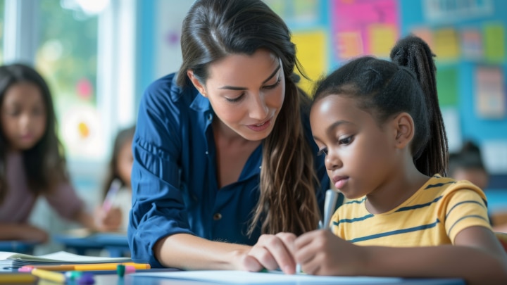 maedchen mit lehrerin