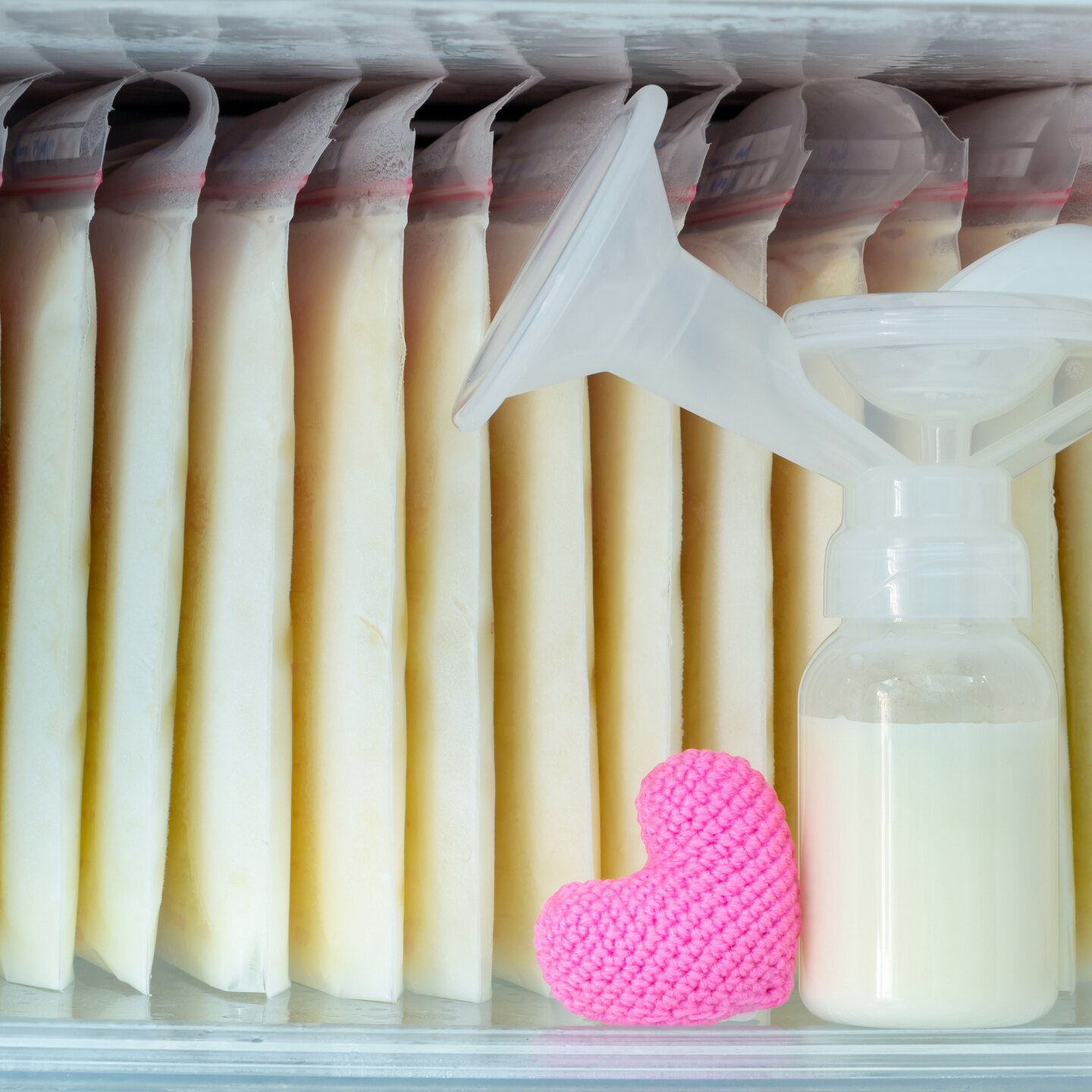 Stock of breast milk frozen in storage bags