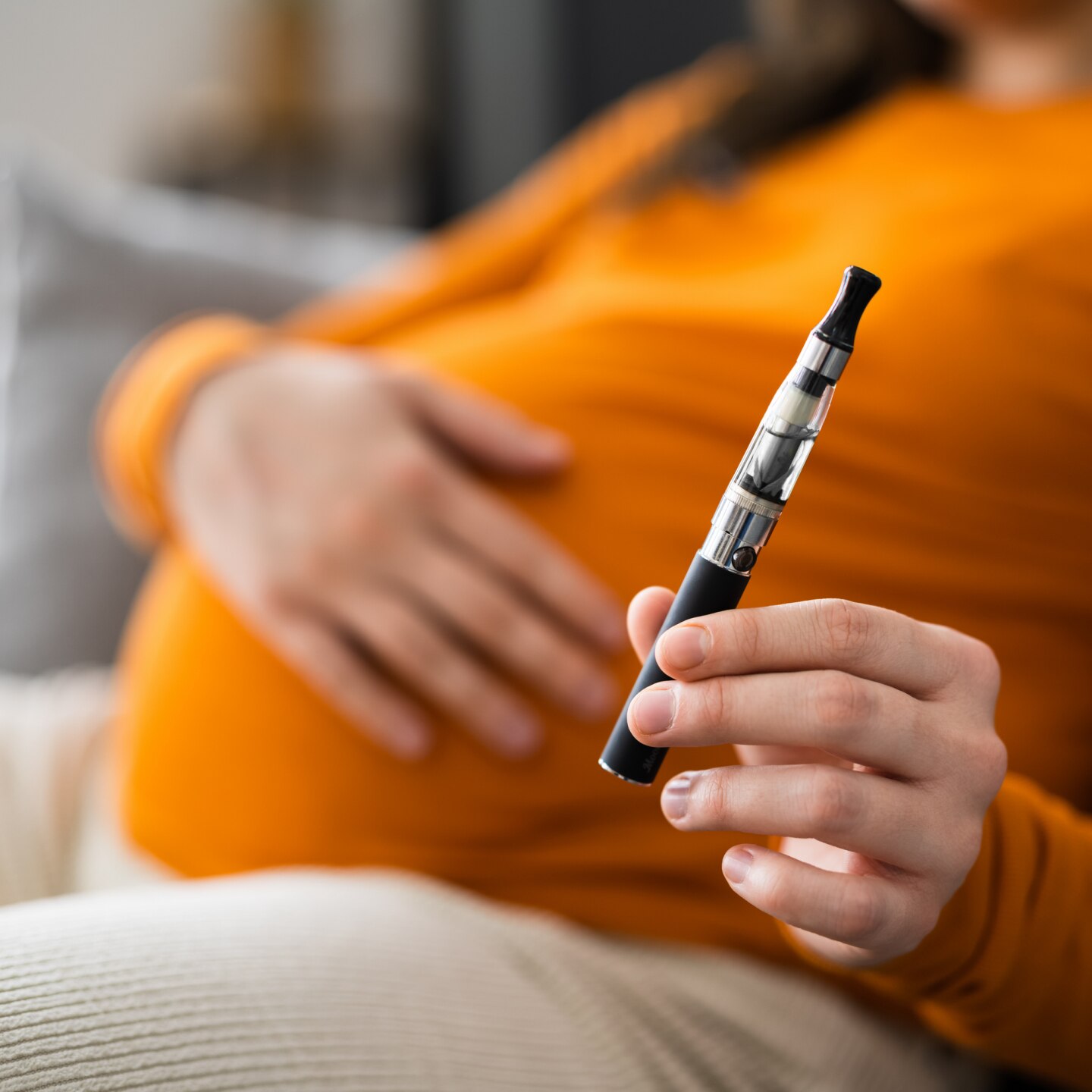 Pregnant Woman Smoking E Cigarette