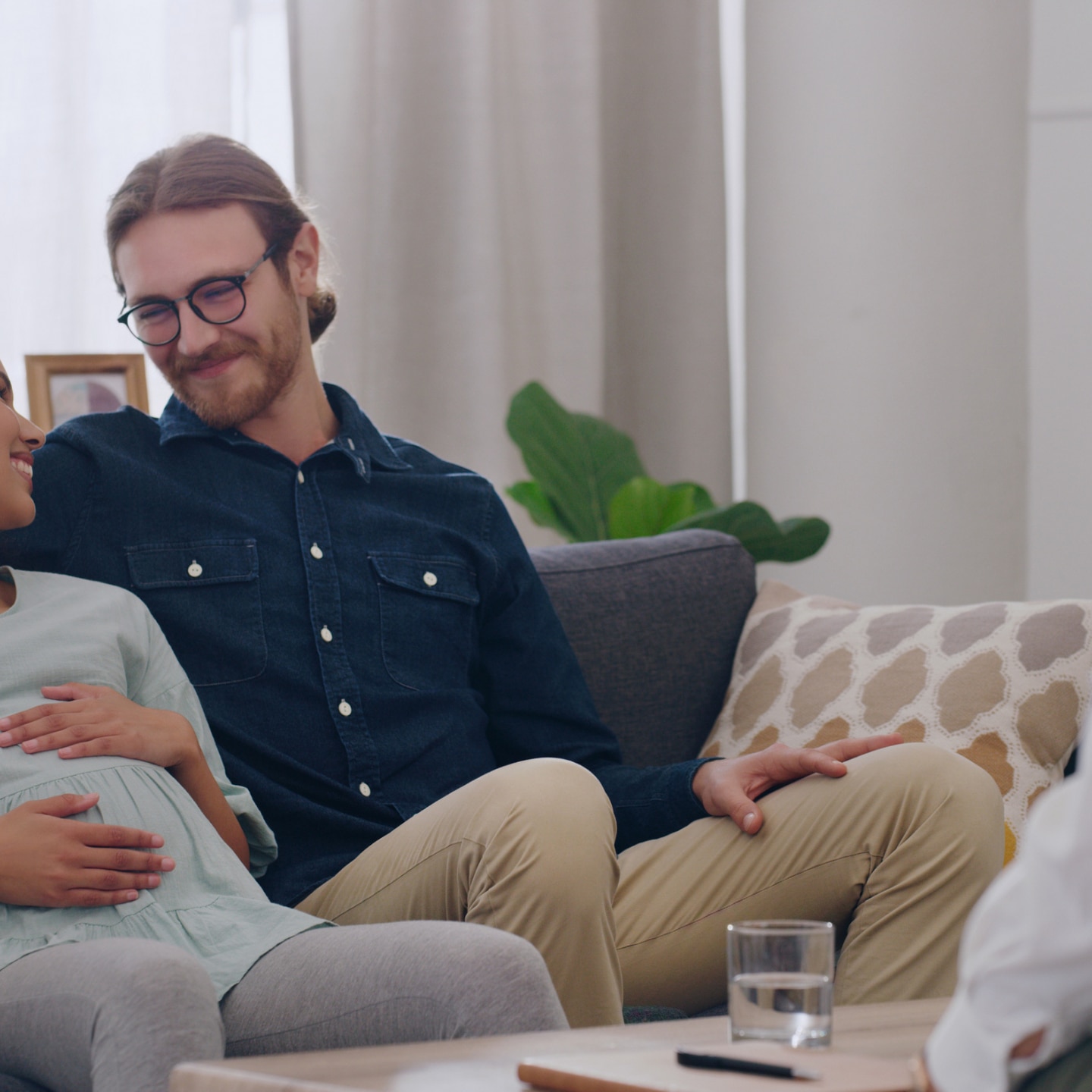 Pregnancy, smile and couple