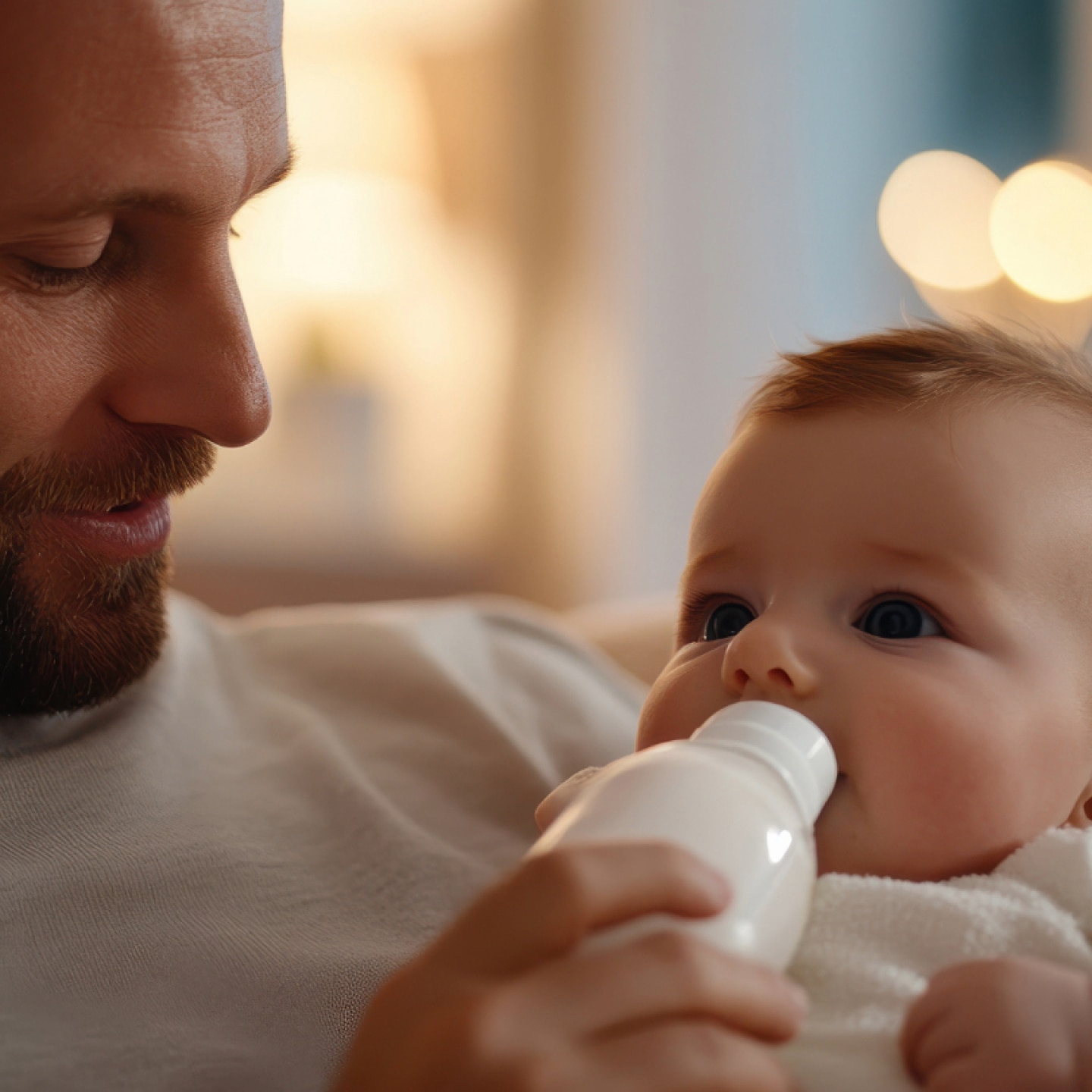 papa gibt baby ein flaeschchen