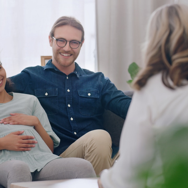 Pregnancy, smile and couple
